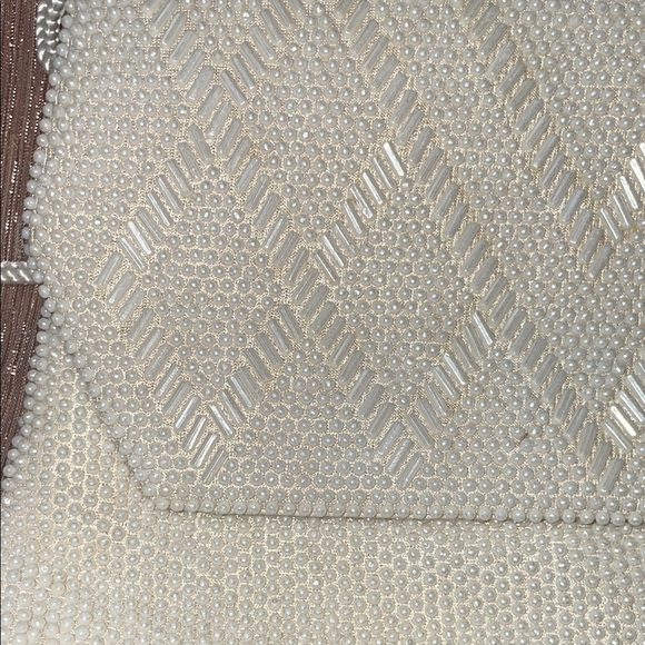 White Textured Clutch with Flap Closure - Picture 3 of 9